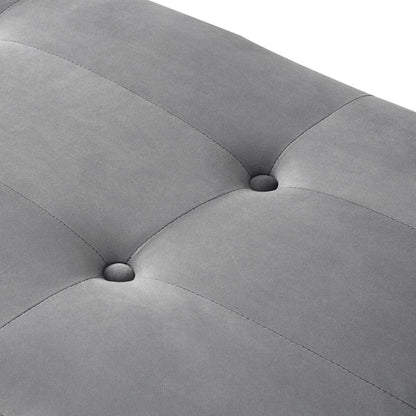 19" Grey Tufted Velvet and Chrome Upholstered Bench