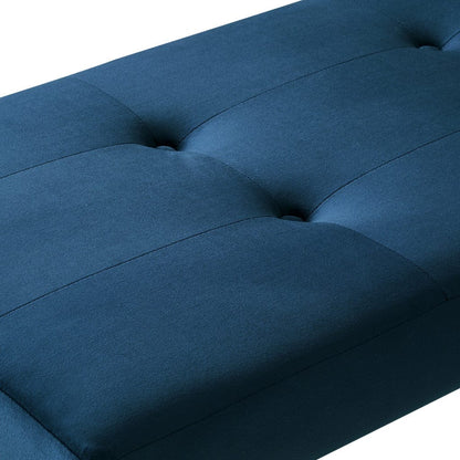 19" Navy Tufted Velvet and Chrome Upholstered Bench