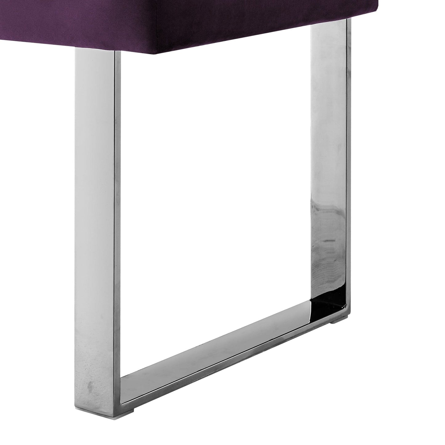 19" Purple Tufted Velvet and Chrome Upholstered Bench