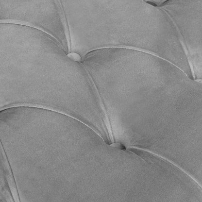 20" Light Grey Tufted Velvet Upholstered Nail Head Bench