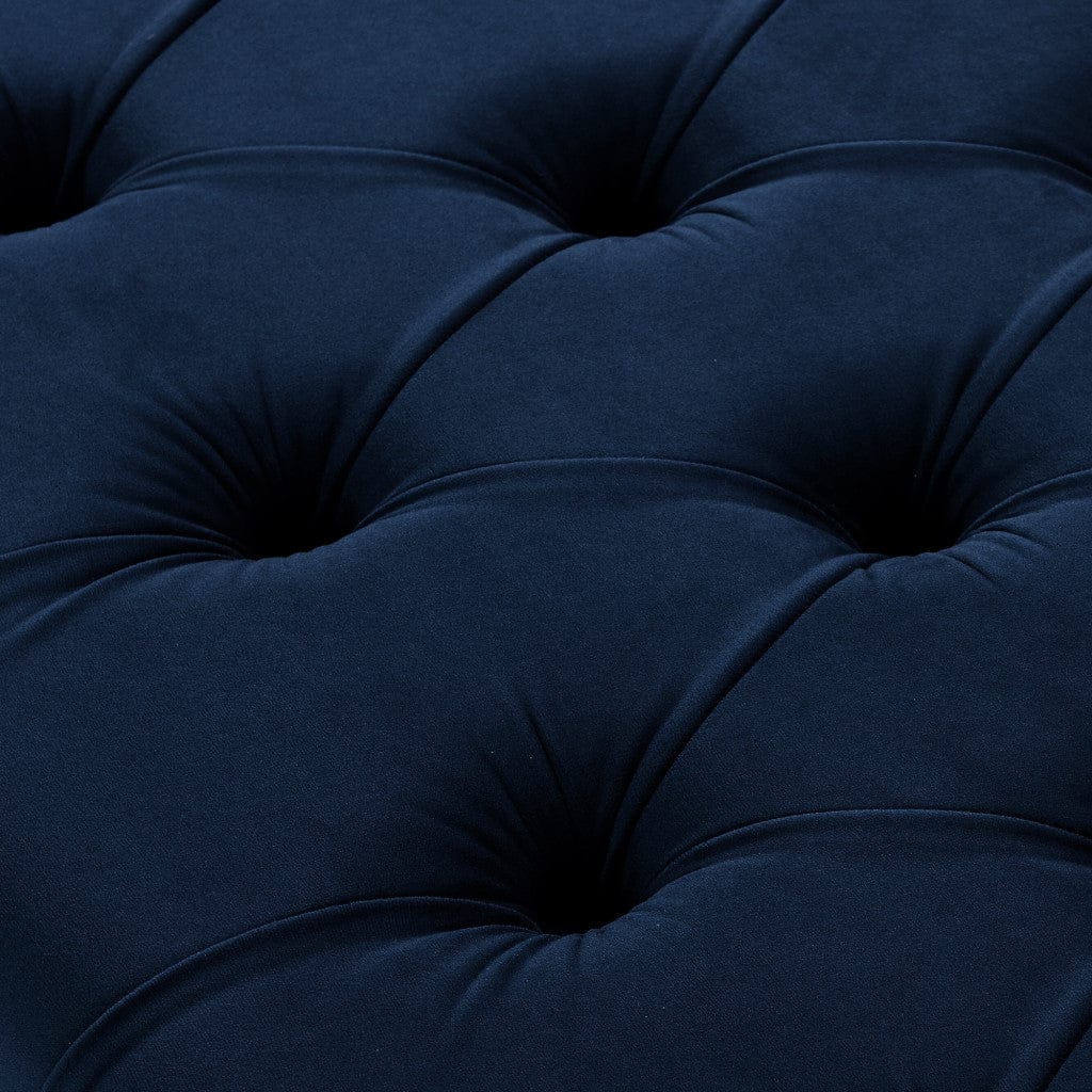 20" Navy Tufted Velvet Upholstered Nail Head Bench