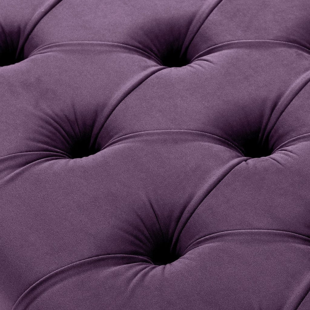 20" Plum Tufted Velvet Upholstered Nail Head Bench