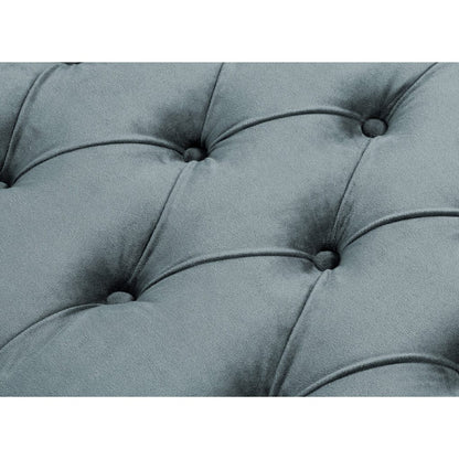 20" Slate Blue Tufted Velvet Upholstered Nail Head Bench