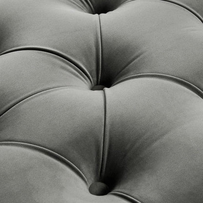 19" Grey Tufted Velvet and Acrylic Upholstered Bench