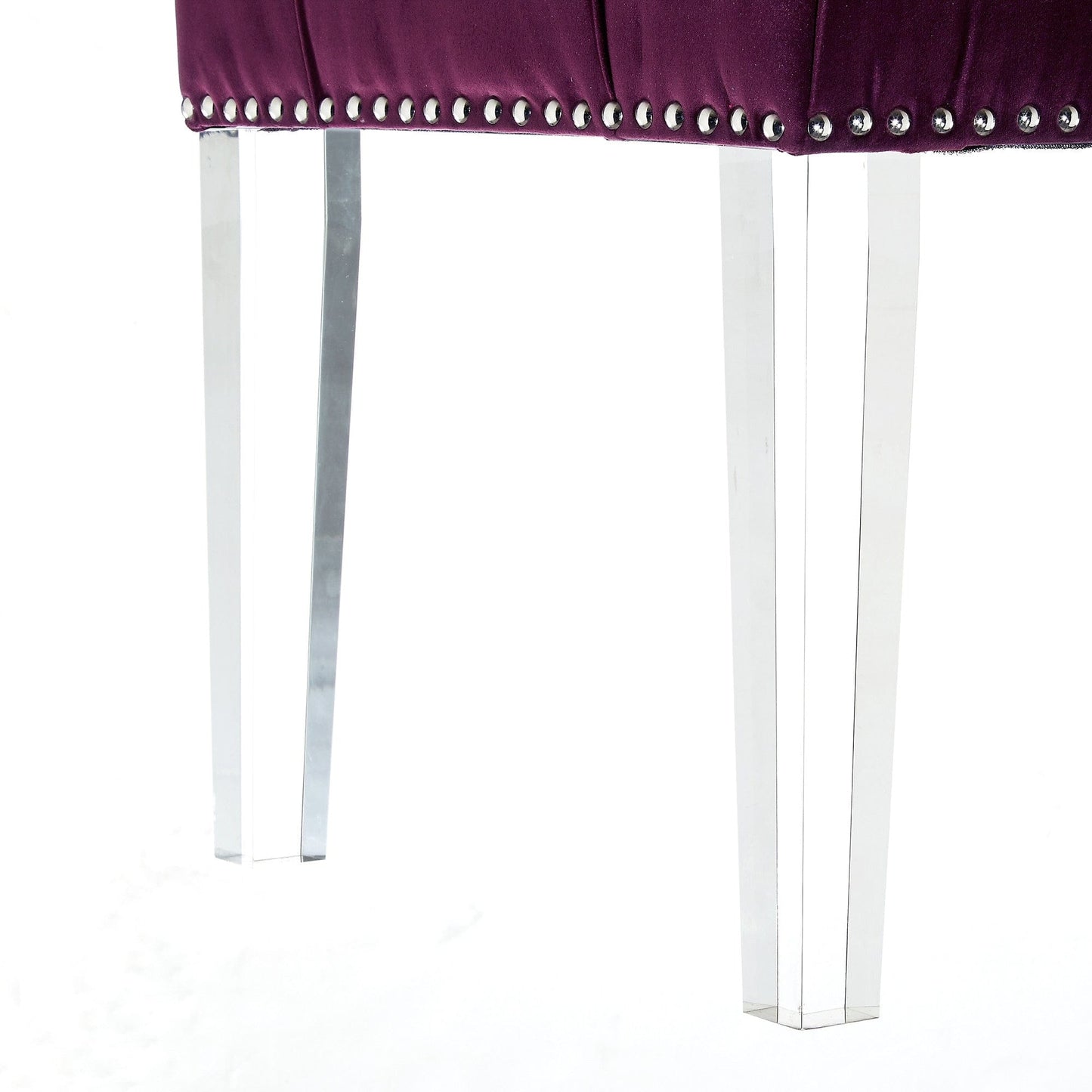 19" Purple Tufted Velvet and Acrylic Upholstered Bench