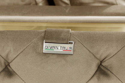 90" Beige Velvet And Gold Stainless Steel Standard Sofa