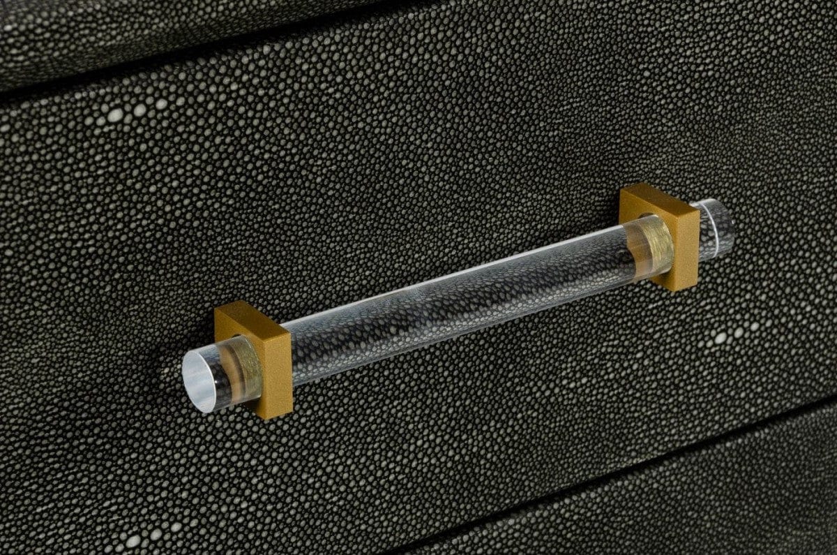 28" Grey Manufactured Wood + Solid Wood Stainless Steel Five Drawer Standard Chest