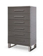 30" Grey Manufactured Wood + Solid Wood Stainless Steel Six Drawer Standard Chest