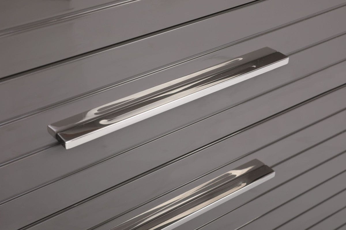 30" Grey Manufactured Wood + Solid Wood Stainless Steel Six Drawer Standard Chest