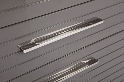 30" Grey Manufactured Wood + Solid Wood Stainless Steel Six Drawer Standard Chest