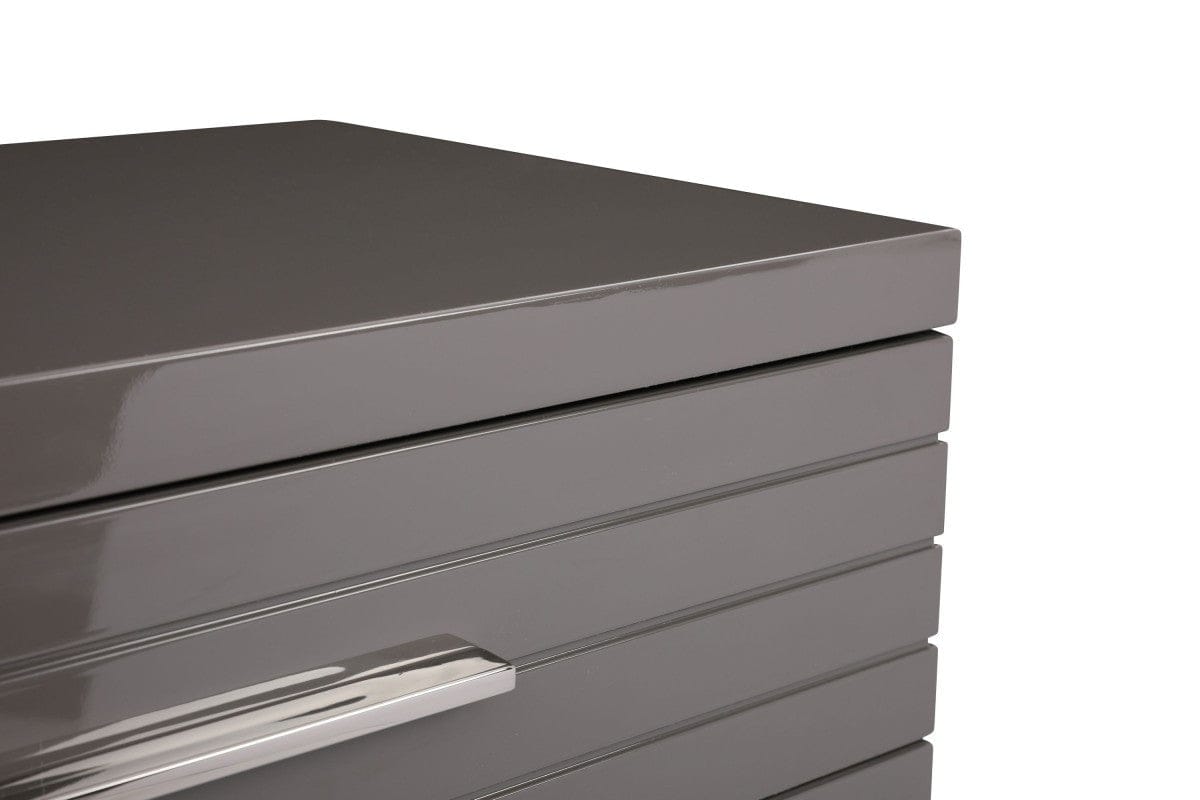 30" Grey Manufactured Wood + Solid Wood Stainless Steel Six Drawer Standard Chest