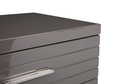 30" Grey Manufactured Wood + Solid Wood Stainless Steel Six Drawer Standard Chest