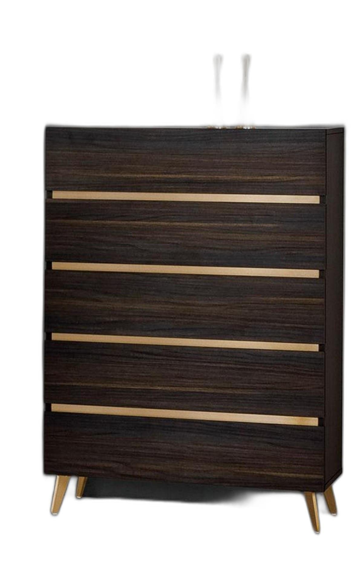 33" Drk Brown White Marble Manufactured Wood + Solid Wood Stainless Steel Five Drawer Standard Chest