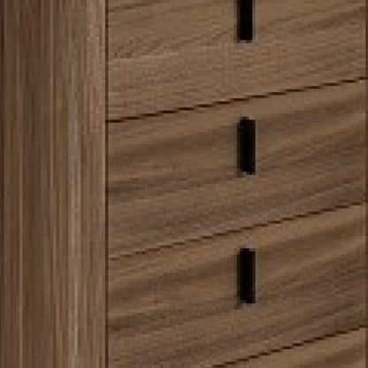 28" Walnut White Marble Manufactured Wood + Solid Wood Stainless Steel Five Drawer Standard Chest