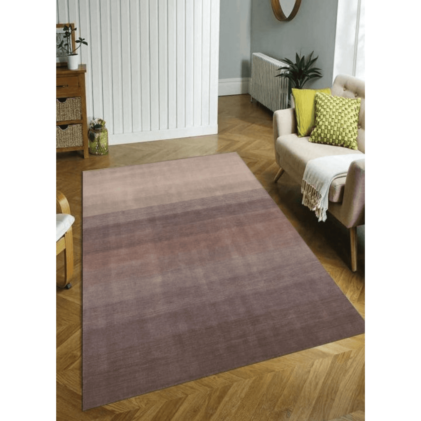 9' X 12' Violet Taupe And Brown Ombre Hand Loomed Area Rug