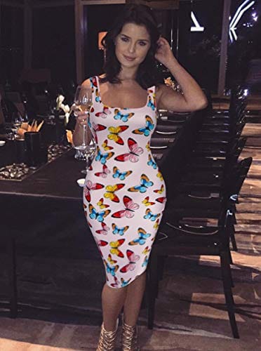 LAGSHIAN Women's Sexy Bodycon Tank Dress Sleeveless Basic Midi Club Dresses Yellow