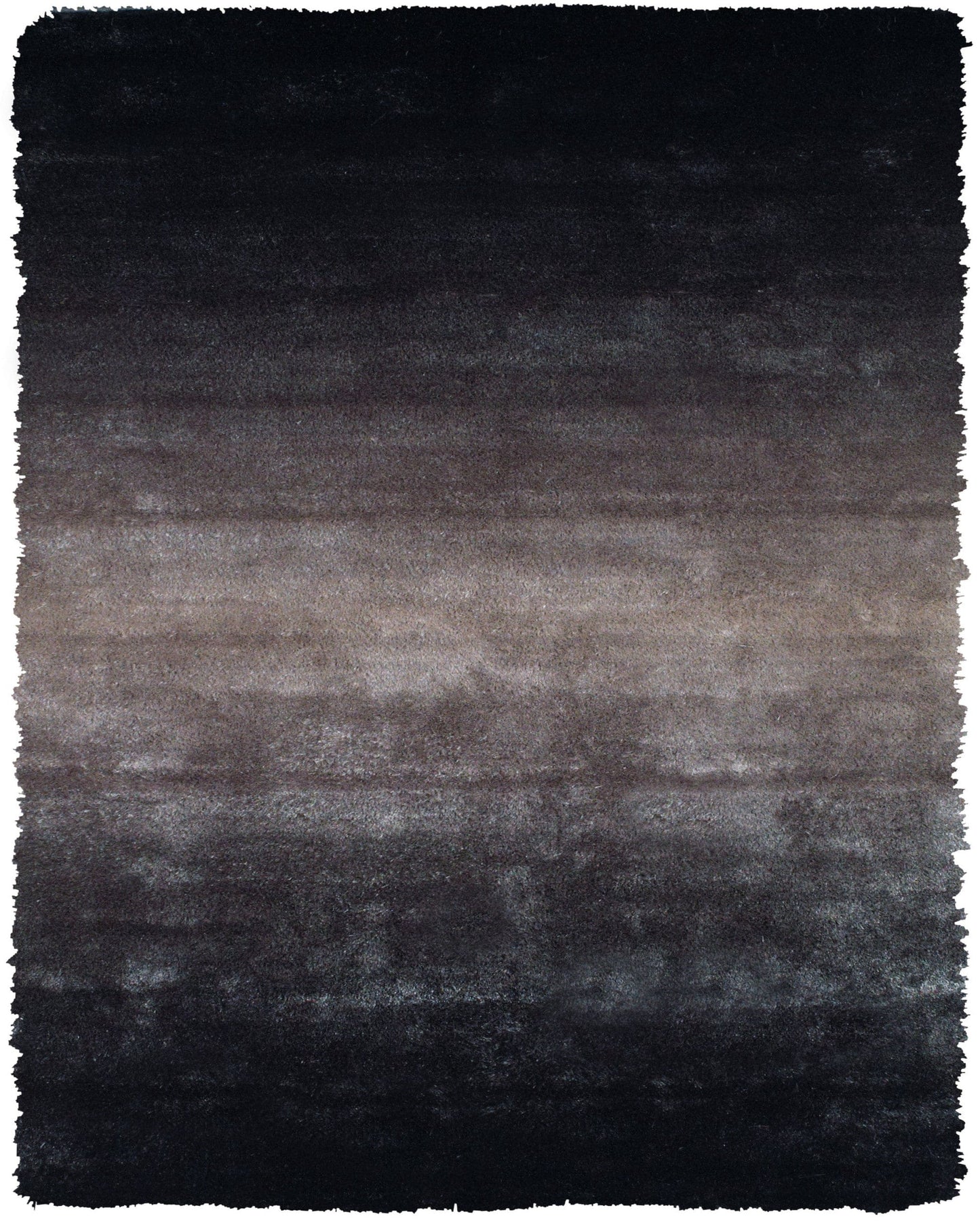 2' X 3' Black And Gray Shag Tufted Handmade Area Rug