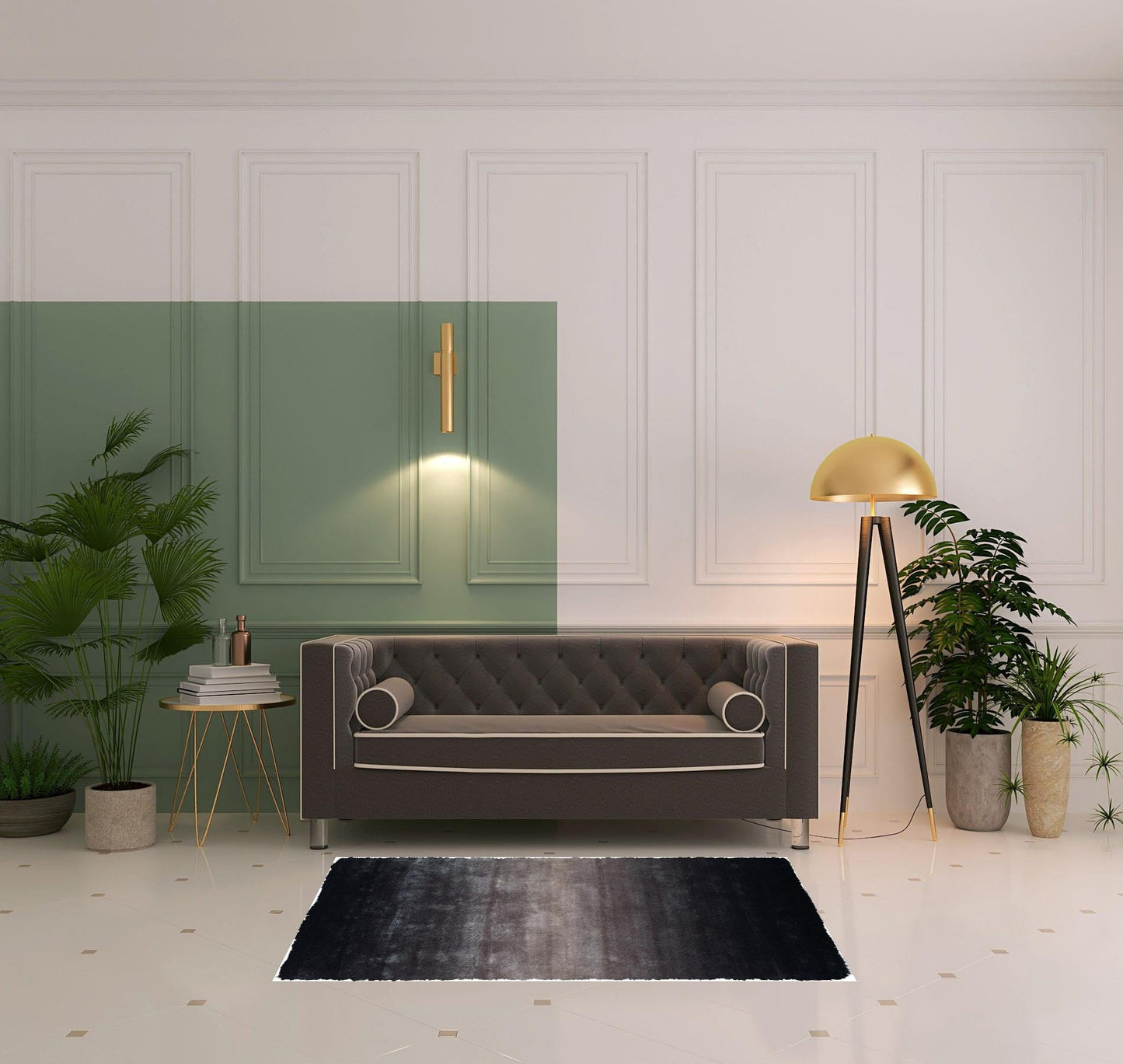 2' X 3' Black And Gray Shag Tufted Handmade Area Rug