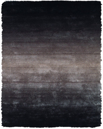 2' X 3' Black And Gray Shag Tufted Handmade Area Rug