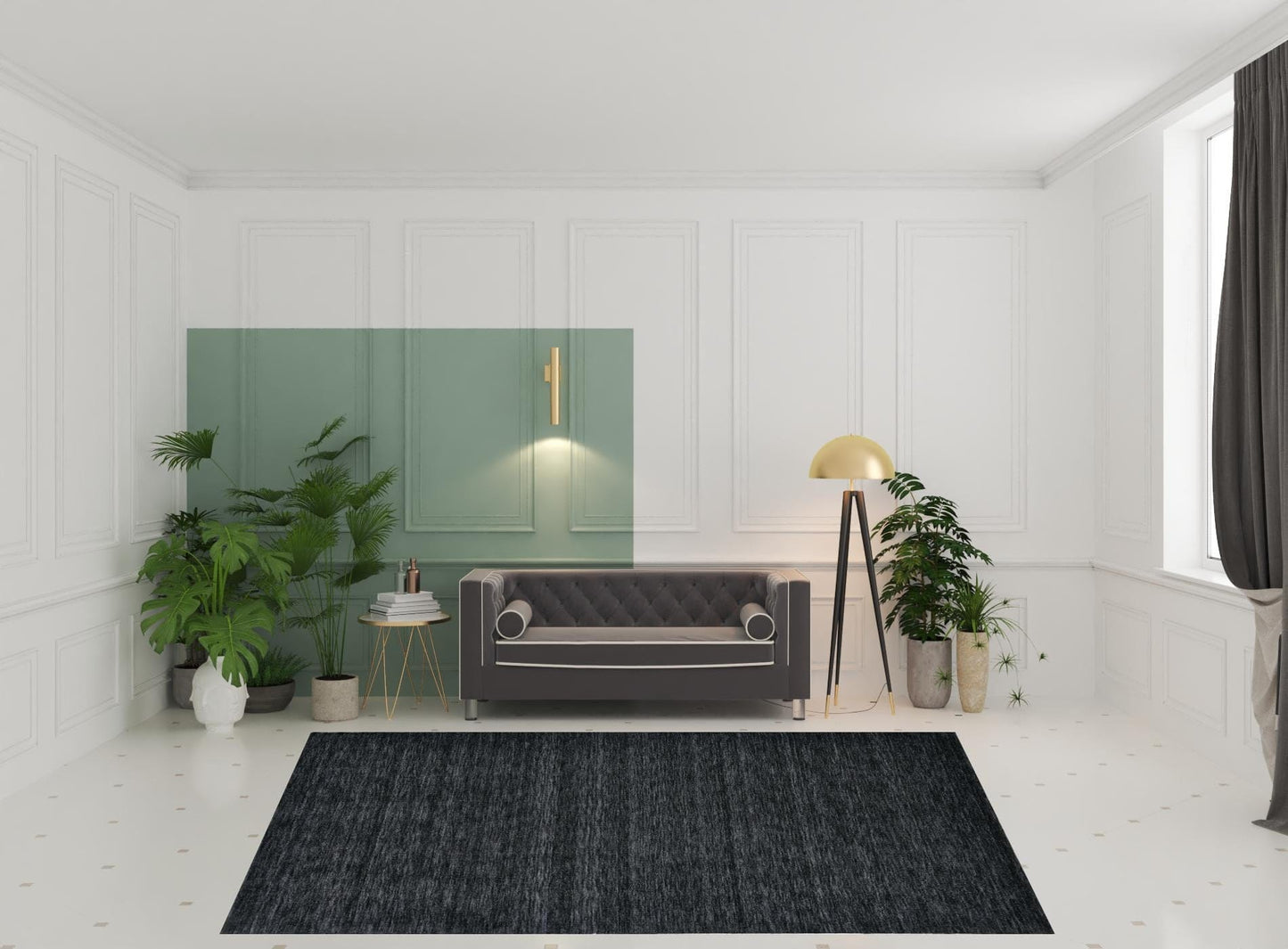 4' X 6' Black Wool Hand Woven Stain Resistant Area Rug