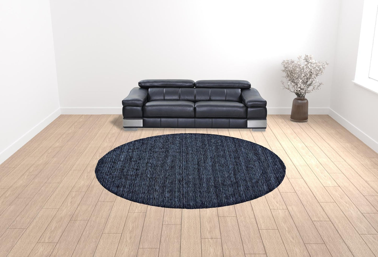 4' X 6' Black Wool Hand Woven Stain Resistant Area Rug