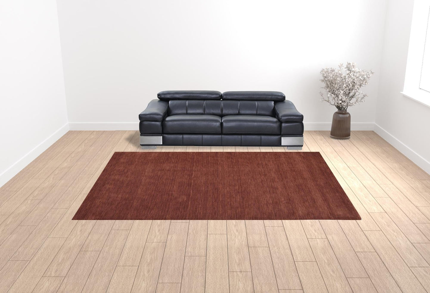 4' X 6' Black Wool Hand Woven Stain Resistant Area Rug