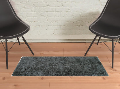 2' X 3' Gray Silver And Taupe Shag Tufted Handmade Stain Resistant Area Rug