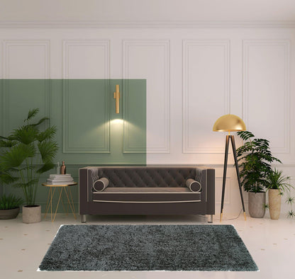 2' X 3' Gray Silver And Taupe Shag Tufted Handmade Stain Resistant Area Rug