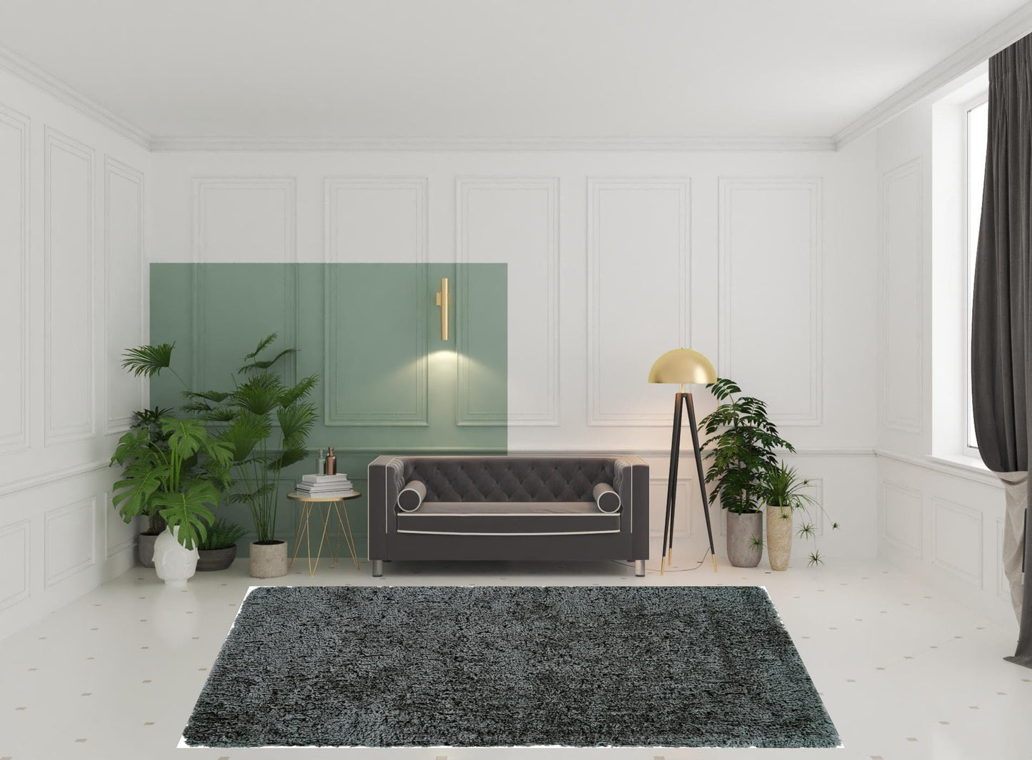 2' X 3' Gray Silver And Taupe Shag Tufted Handmade Stain Resistant Area Rug