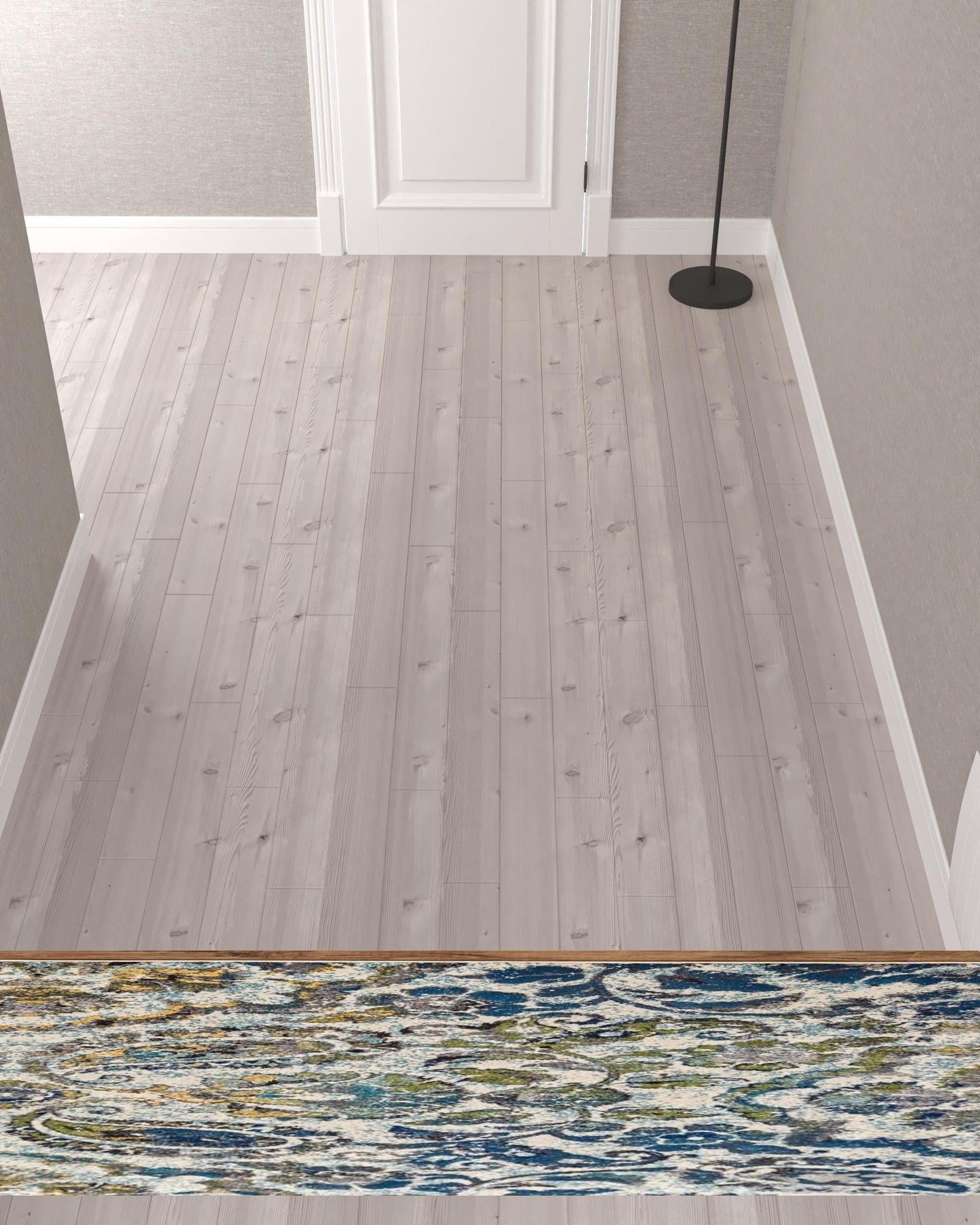 4' X 6' Ivory Blue And Green Floral Stain Resistant Area Rug