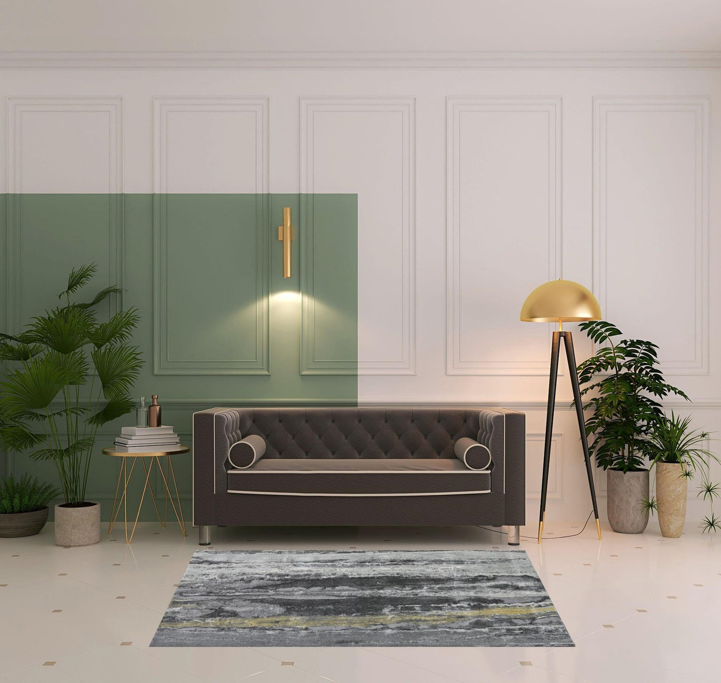 4' X 6' Gray And Black Abstract Stain Resistant Area Rug