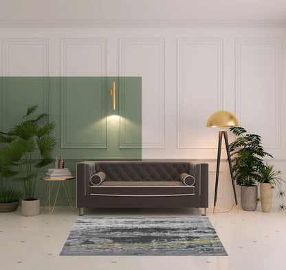 4' X 6' Gray And Black Abstract Stain Resistant Area Rug