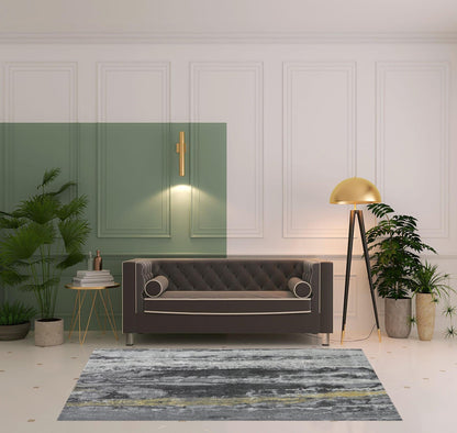 4' X 6' Gray And Black Abstract Stain Resistant Area Rug