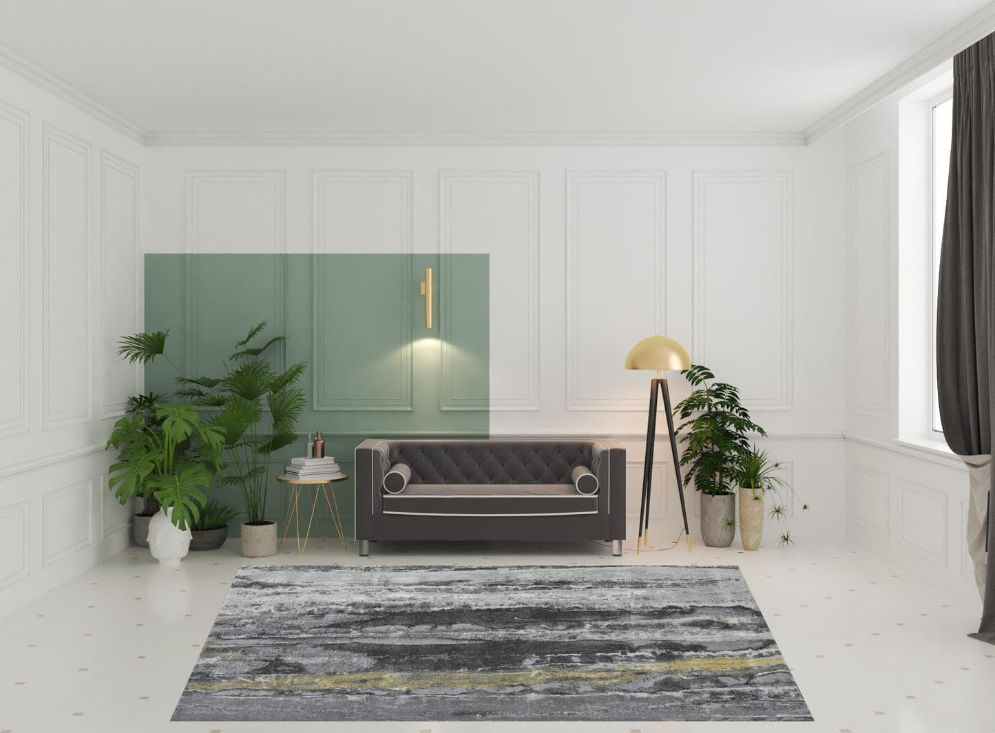 4' X 6' Gray And Black Abstract Stain Resistant Area Rug