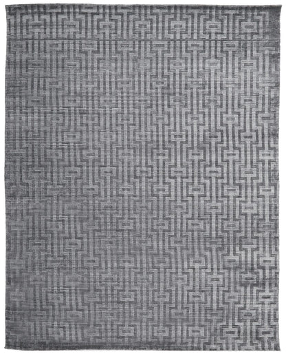 5' X 8' Silver Floral Hand Woven Area Rug
