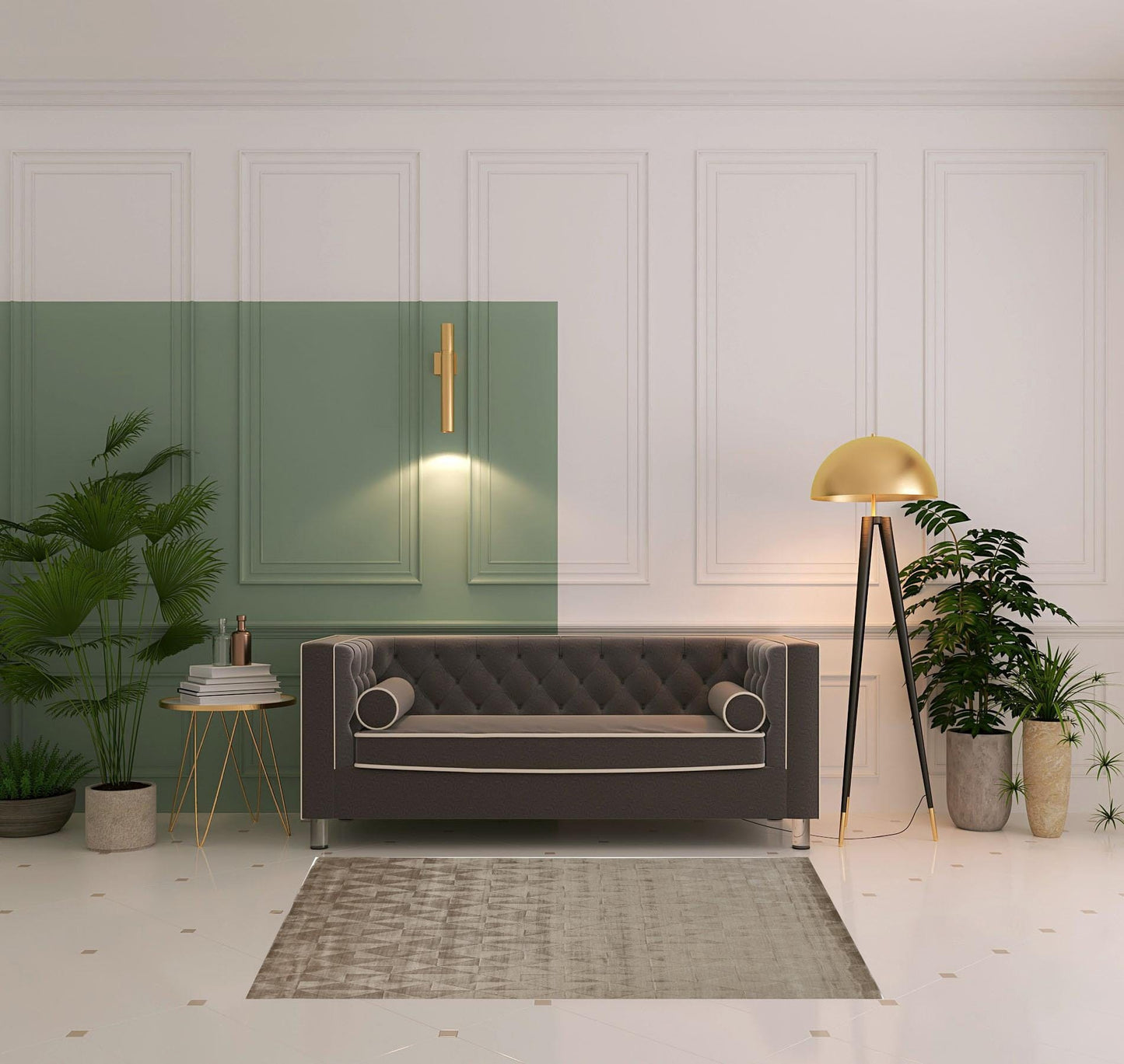 4' X 6' Taupe Geometric Hand Woven Area Rug