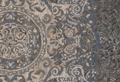 5' X 8' Gray Blue And Taupe Wool Abstract Tufted Handmade Stain Resistant Area Rug