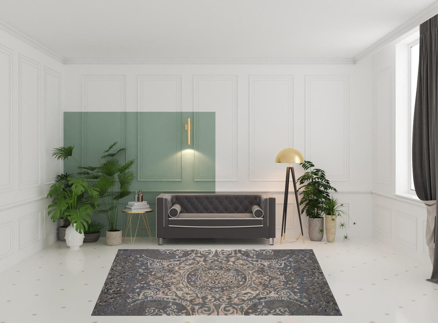 5' X 8' Gray Blue And Taupe Wool Abstract Tufted Handmade Stain Resistant Area Rug