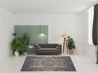 5' X 8' Gray Blue And Taupe Wool Abstract Tufted Handmade Stain Resistant Area Rug