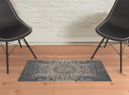 5' X 8' Gray Blue And Taupe Wool Abstract Tufted Handmade Stain Resistant Area Rug