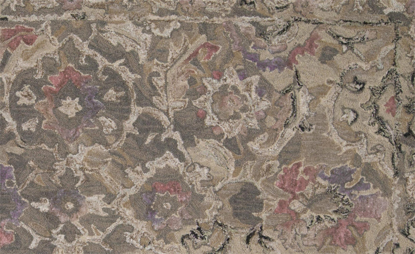 5' X 8' Taupe Gray And Purple Wool Abstract Tufted Handmade Stain Resistant Area Rug