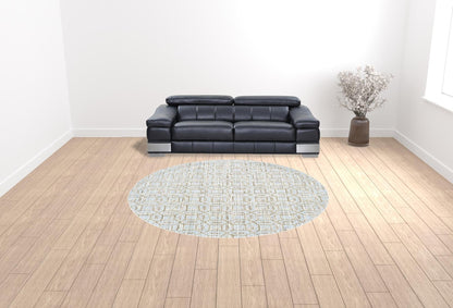 2' X 4' Blue Taupe And Ivory Floral Distressed Stain Resistant Area Rug