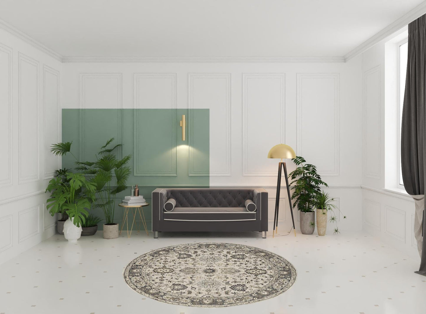 4' X 6' Gray Ivory And Taupe Wool Floral Tufted Handmade Stain Resistant Area Rug