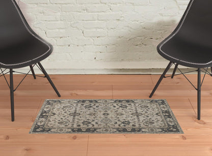 4' X 6' Gray Ivory And Taupe Wool Floral Tufted Handmade Stain Resistant Area Rug