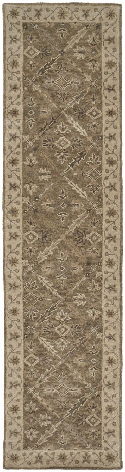4' X 6' Green Brown And Taupe Wool Paisley Tufted Handmade Stain Resistant Area Rug