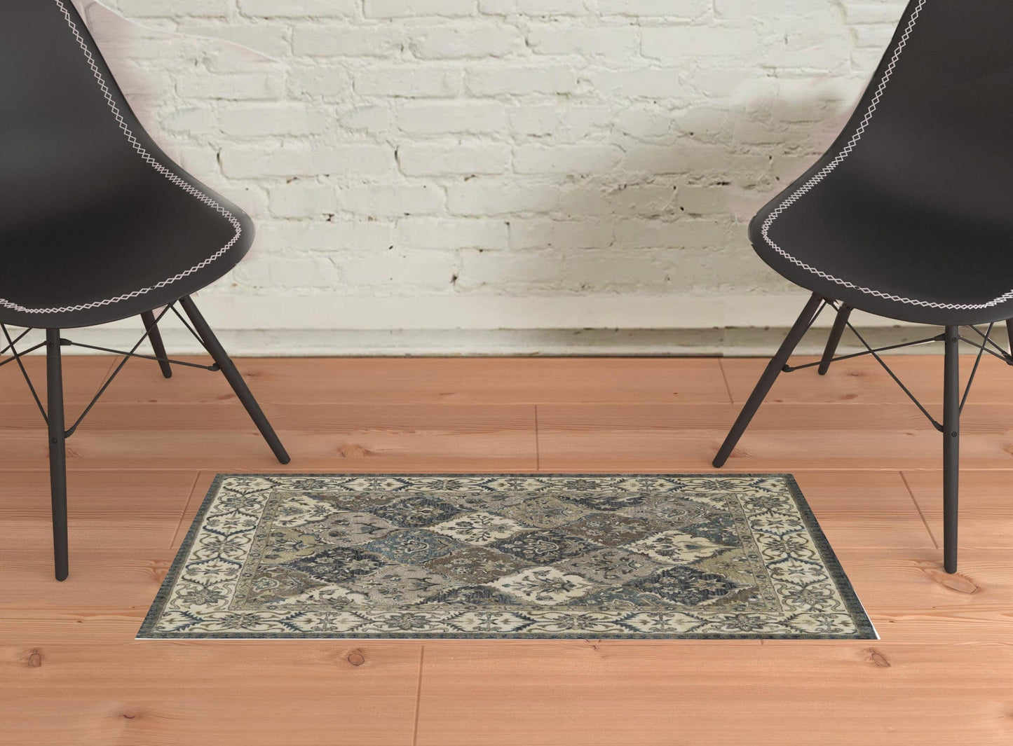 4' X 6' Blue Gray And Taupe Wool Paisley Tufted Handmade Stain Resistant Area Rug