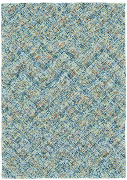 4' X 6' Blue Orange And Ivory Plaid Tufted Handmade Area Rug