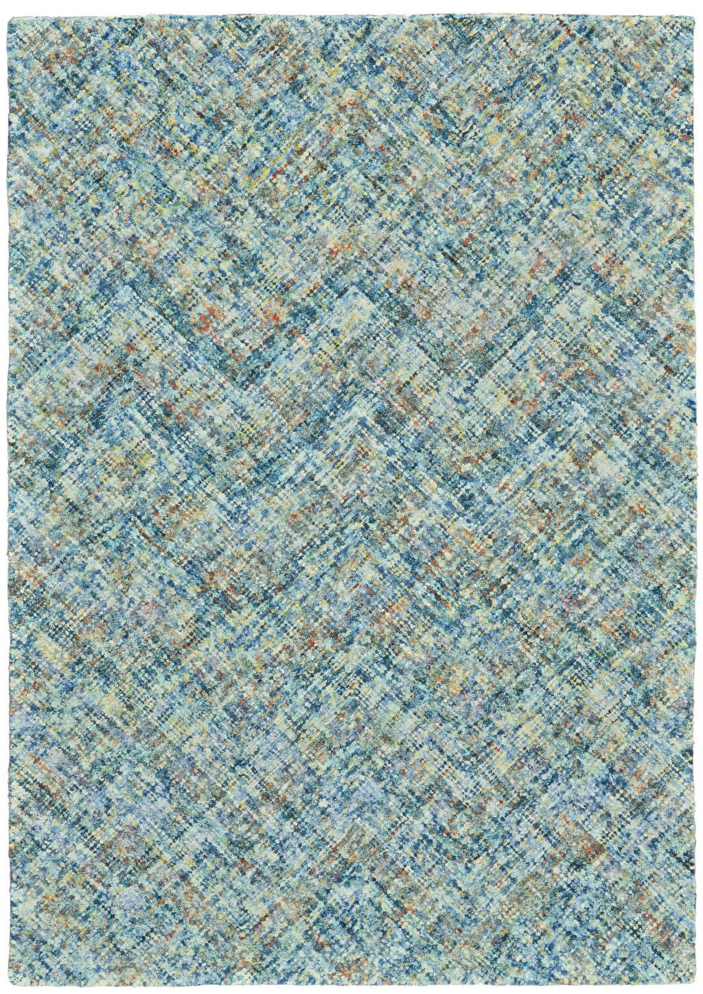 4' X 6' Blue Orange And Ivory Plaid Tufted Handmade Area Rug