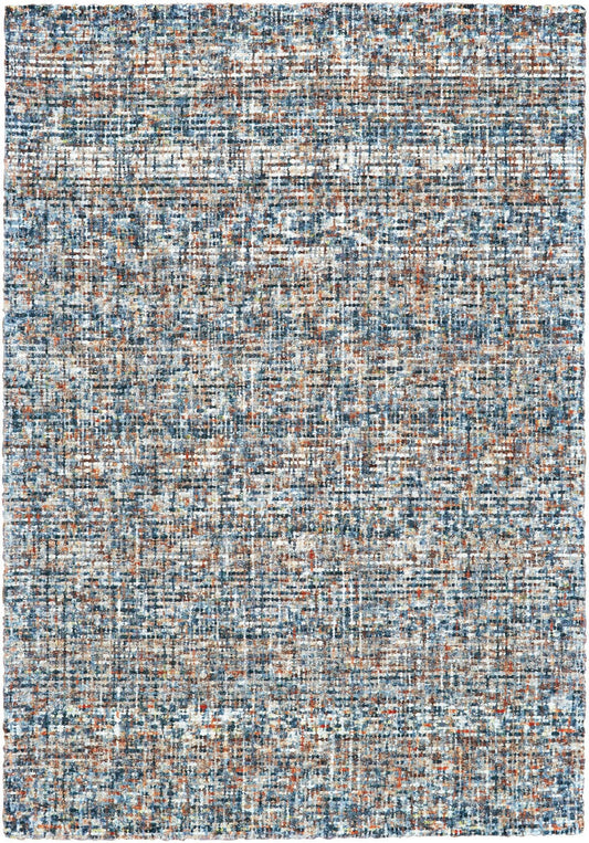 4' X 6' Blue Ivory And Orange Plaid Tufted Handmade Area Rug