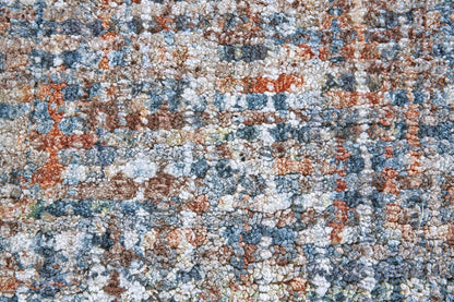 4' X 6' Blue Ivory And Orange Plaid Tufted Handmade Area Rug